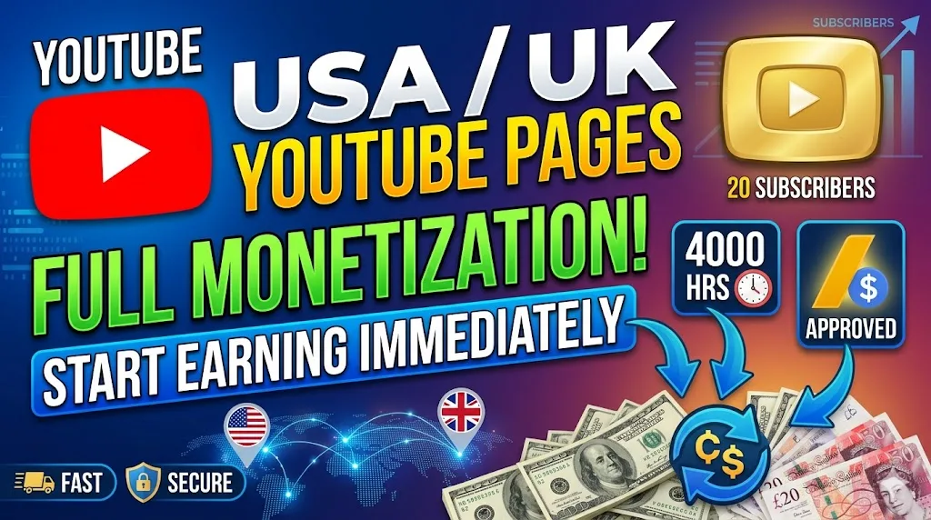 I will provide a fresh fully monetized YouTube channel ready to upload